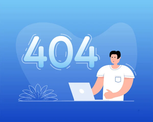 404 Personnes Style Plat Application Internet Illustration Vectorielle Plate — Image vectorielle