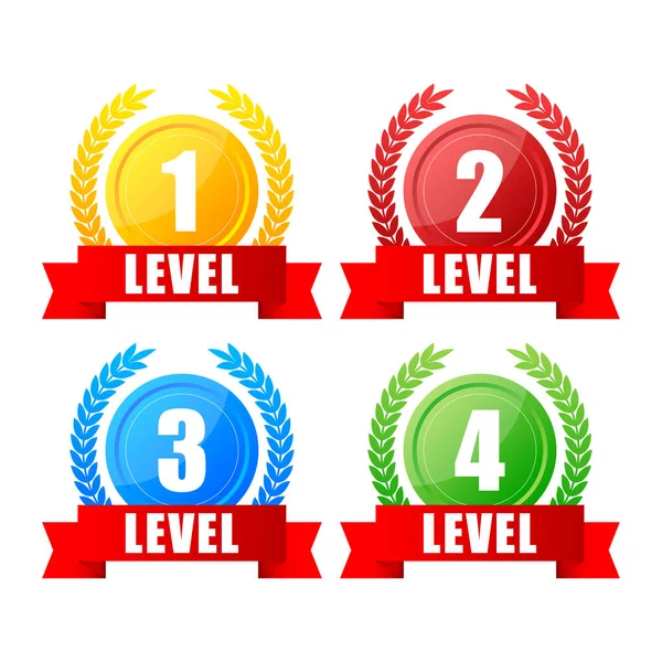 Level Sign Game Label Award Rating Level Results Vector Illustration — ストックベクタ
