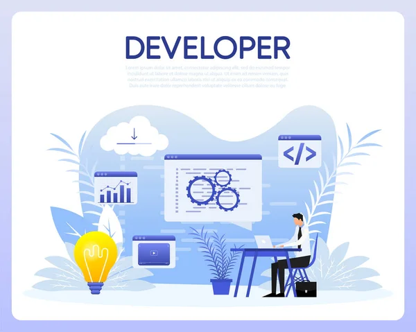Developing People Flat Style Vector Illustration — Wektor stockowy