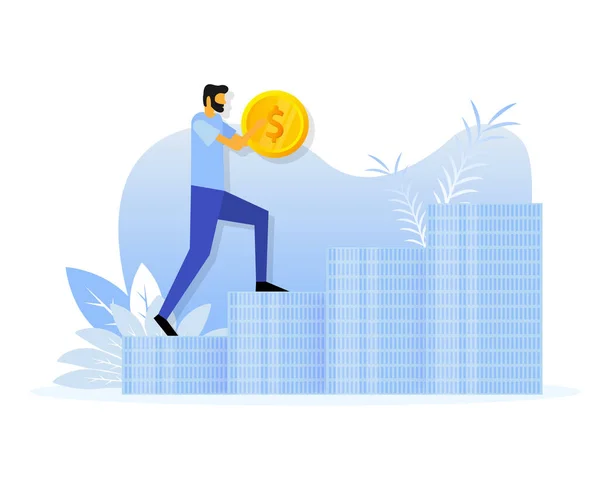 Flat Illustration Investment Management People Coins Flat Vector Illustration — Stok Vektör