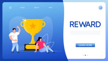 Flat banner with reward people for promotion design. Vector illustration design.