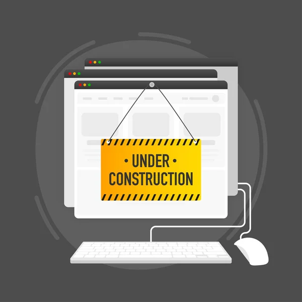 Bannière Construction Signe Danger Concept Construction Illustration Vectorielle — Image vectorielle