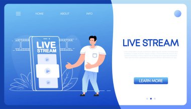 Flat icon with live stream people for banner design. Flat vector illustration. Isometric illustration. 3d vector icon