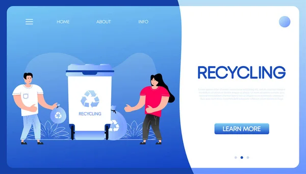 Flat Illustration Green Recycling People Vector Background Flat Illustration Ecology — Stockvector