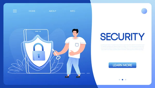 Flat People Security Safe Icon Cloud Technology Digital Bank — Stock vektor