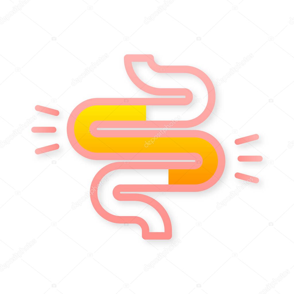 Colitis. Stomach. Abdominal bloating Health care Vector illustration