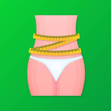 Weight loss program, diet. Fitness or liposuction. Vector illustration