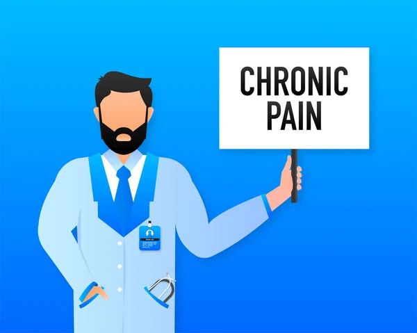 Hand Holding Signboard Text Chronic Pain Man Showing Billboard Banner — ストックベクタ