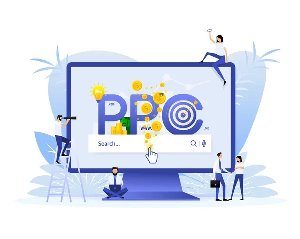 Ppc People Web Search Concept Business Concept Vector Illustration Digital — Stockový vektor