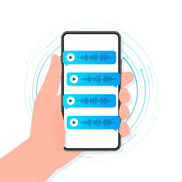 Voice Messages Bubbles Message Notification Messengers Social Media Vector Illustration — Stok Vektör