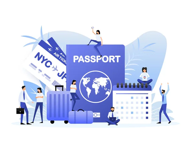 Passport Ticket People Vector Illustration Design Flat Vector Illustration — Stok Vektör