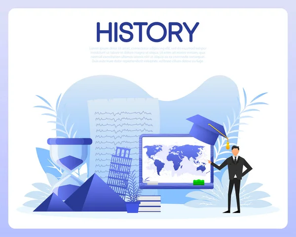 History Lesson History School Subject Vector Illustration — Vetor de Stock