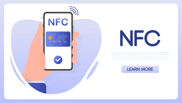 Illustration Nfc People Mobile App Design Earn Money Online Online — Stockvektor