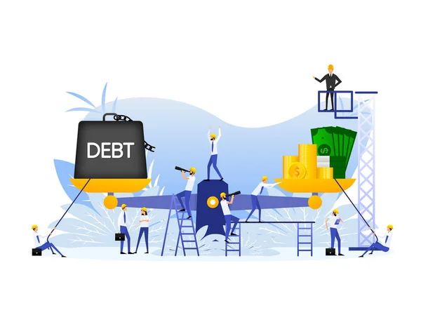 Mens Heeft Schalen Met Munten Schulden Een Abstract Icoon Financiële — Stockvector