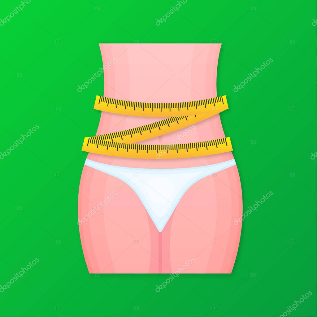 Weight loss program, diet. Fitness or liposuction. Vector illustration