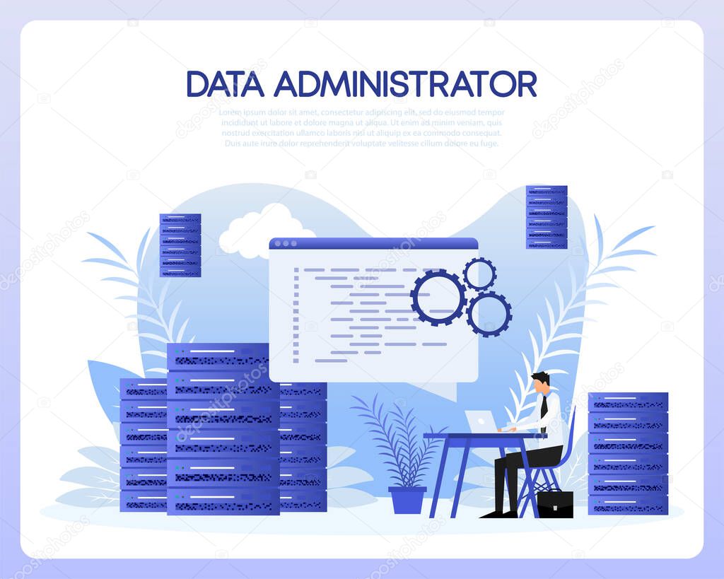 Data administrator people, great design for any purposes. Finance isometric. File management.