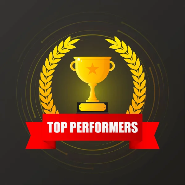 Top Performance Trophy Flat Style Flat Vector Illustration Winner Certificate — Wektor stockowy