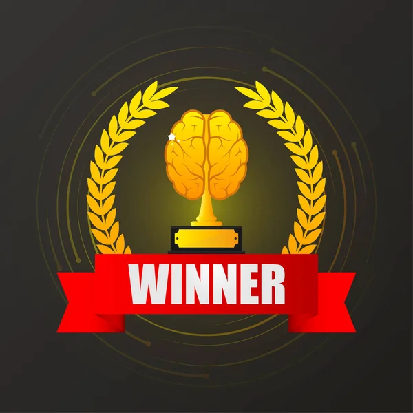 Winner Cup Brain Gold Color Confity White Background Vector Illustration — ストックベクタ