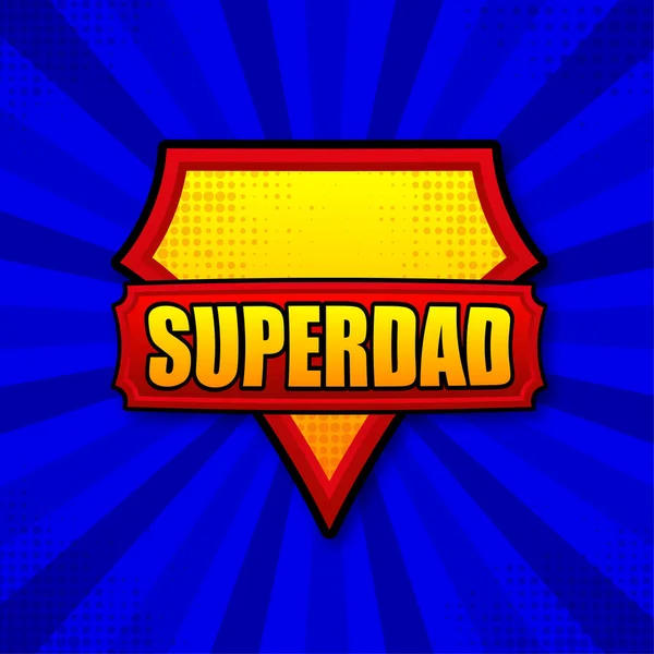 Шаблон Логотипу Superdad Рамка Розбіжними Променями Супер Тато Щит — стоковий вектор
