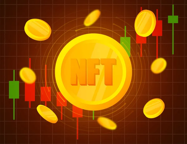 Moneda Nft Comercio Línea Moneda Crypto Cuadro Velas Análisis Técnico — Archivo Imágenes Vectoriales