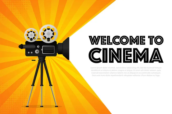 Proyector Cine Cine Retro Festival Cine Tiempo Película Vector Ilustración — Vector de stock