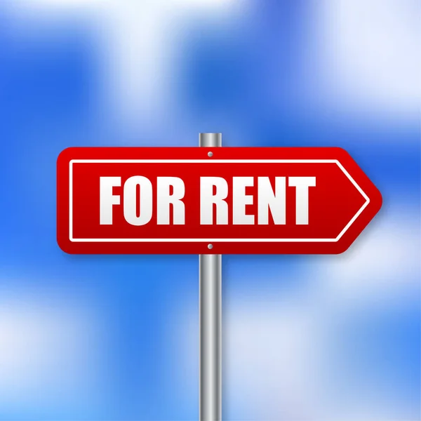 Rent Sign Flat Style Sky Background Vector Flat Design Business — 图库矢量图片