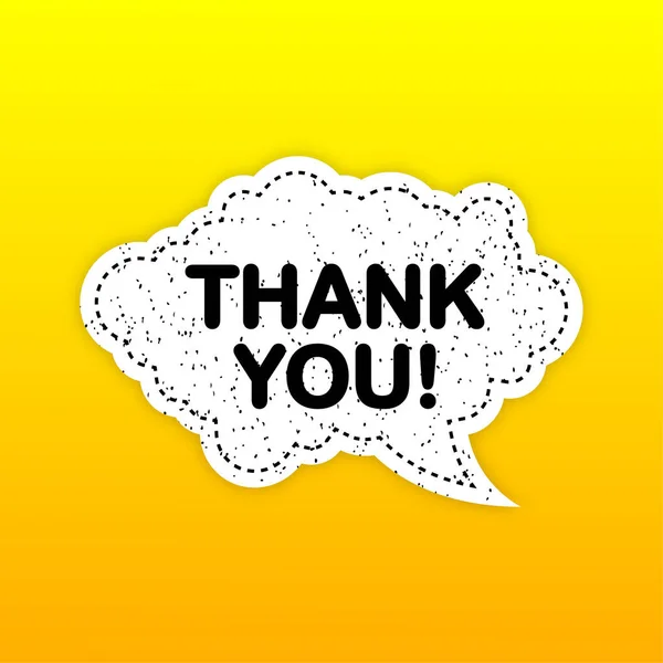 Thank You White Speech Bubble Yellow Background Vector Illustration — Stock vektor