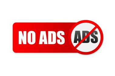 No ads for promotion red sign. Digital security concept. Ad blocking. Vector stock illustration