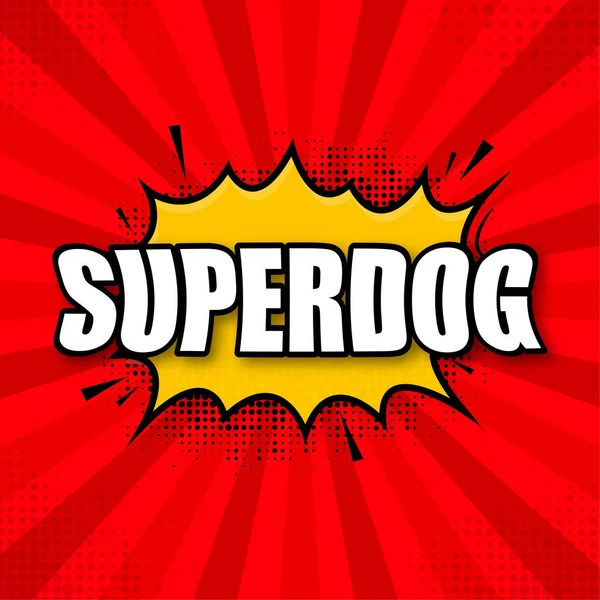 Superdog Logo Şablonu Farklı Işınlarla Çerçevele Süper Köpek Kalkanı — Stok Vektör