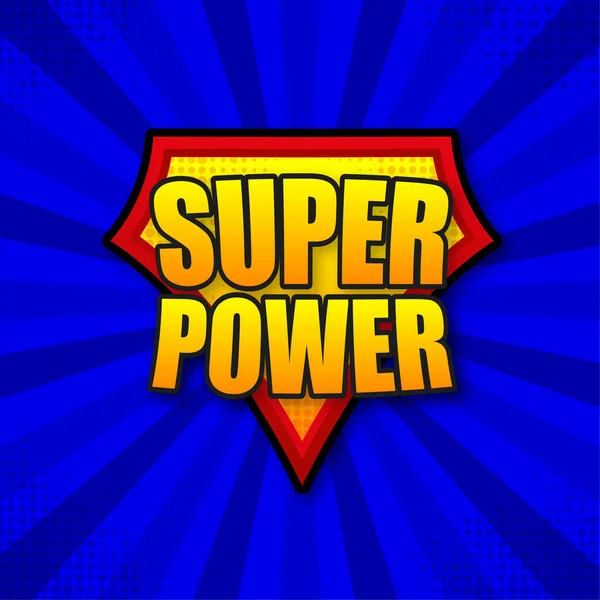 Superpower Logo Template Frame Divergent Rays Super Power Shield — Stok Vektör