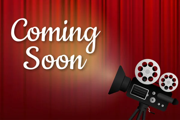 Coming Soon Old Cinema Theater Movie Promotion Announcement Screen — Vetor de Stock