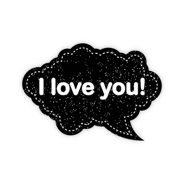 Black Love You Speech Bubble Icon Symbol Web Design Sticker —  Vetores de Stock