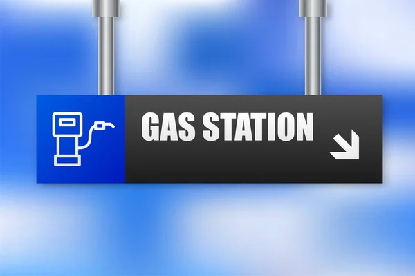 Gas Station Road Sign Fuel Station Pump Vector Illustration — Stock vektor
