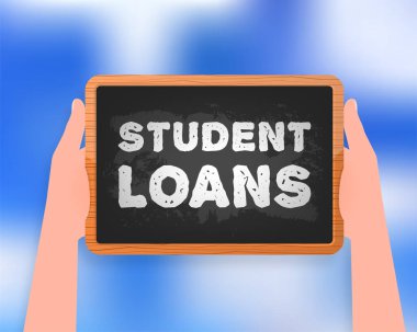 Siyah tahta dizaynında afiş için öğrenci kredileri alan soyut bir simge. İş vektör simgesi.