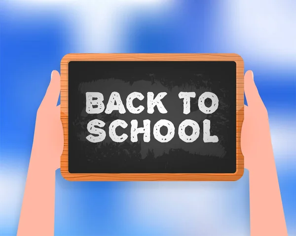 Modern Chalkboard Black Template Sign Back School Vector Illustration — Stock Vector
