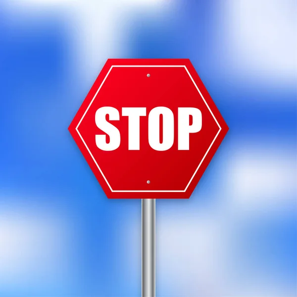 Red Road Stop Sign Road Traffic Regulatory Warning — Vetor de Stock