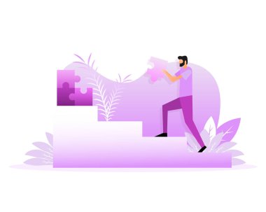 Puzzle people, great design for any purposes. Isometric vector illustration.