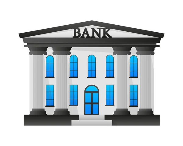 Bank Building Online Banking Money Exchange Financial Services Atm Vector — Stok Vektör