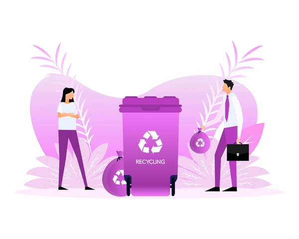 異なる色のごみ箱のベクトル図 廃棄物の種類の分離リサイクル — ストックベクタ