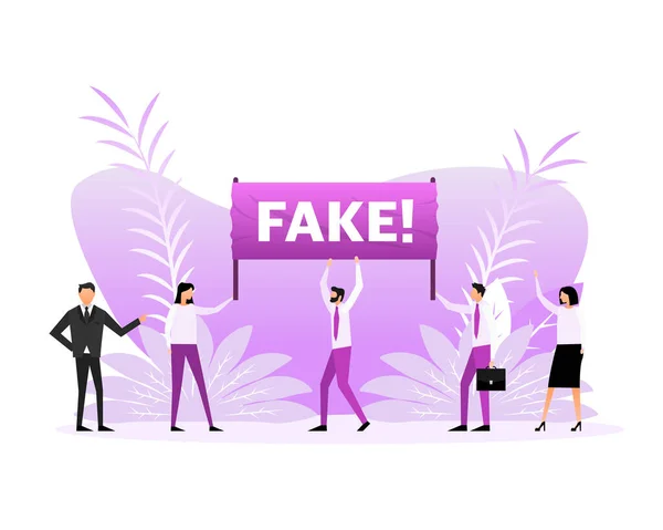 People Holding Poster Text Fake Vector Illustration — ストックベクタ