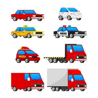 Collection car for web design. Urban, city cars and vehicles transport