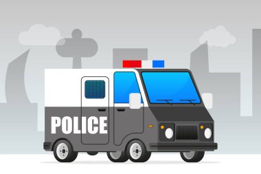 Black police car. Police transport. Vector illustration