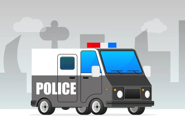 Black Police Car Police Transport Vector Illustration — Vetor de Stock