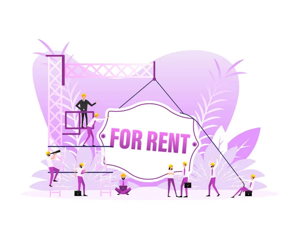Rent Sign Flat Style People Isolated Vector Illustration Vector Illustration — 图库矢量图片