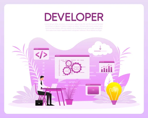 Developing People Flat Style Vector Illustration — Stock vektor