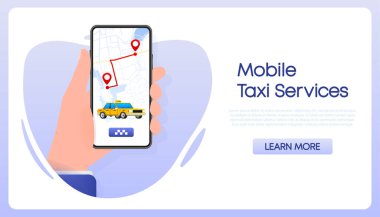 Taxi mobile application. Taxi service. Order online. Vector stock illustration