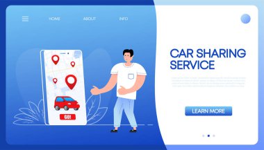 Car sharing service. Share automobile for commuting. Vector illustration