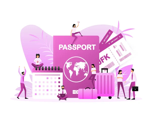 Passport Ticket People Vector Illustration Design Flat Vector Illustration — Stock vektor