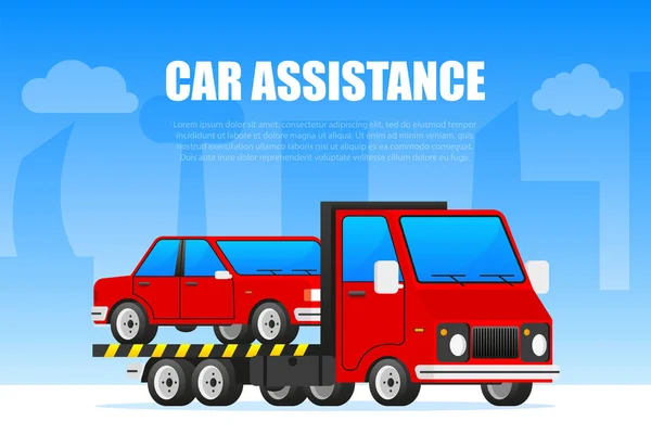 Car Service Roadside Assistance Car Towing Truck — Stockový vektor