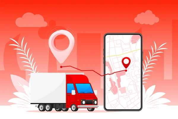 Delivery Box Online Fast Delivery Service Tracking Service Vector Stock — Wektor stockowy